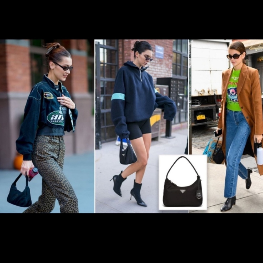 Prada: Tessuto Nylon Shoulder Bag (Dark Green) - Picture 7 of 17
